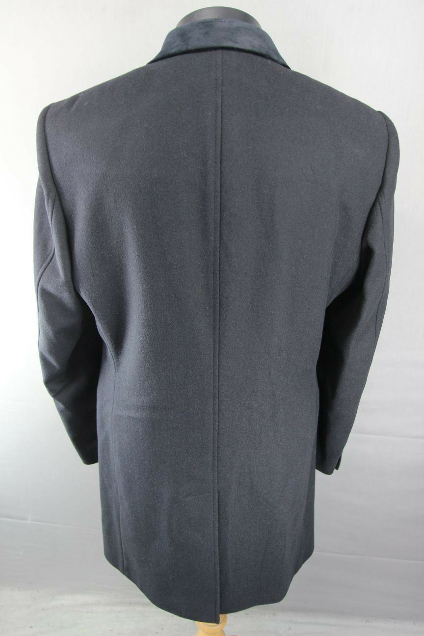 BRAND NEW WOOL RICH 3 POCKET VELVET COLLAR BLACK MELTON OVERCOAT 36-48" WAS £199