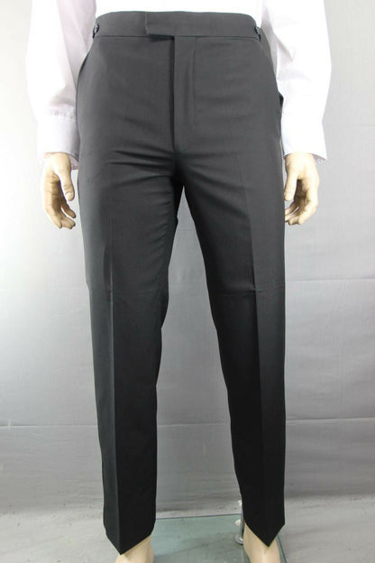 BRAND NEW BLACK FORMALWEAR SATIN STRIPE DINNER SUIT TROUSERS: WAIST 30 - 50 INCH