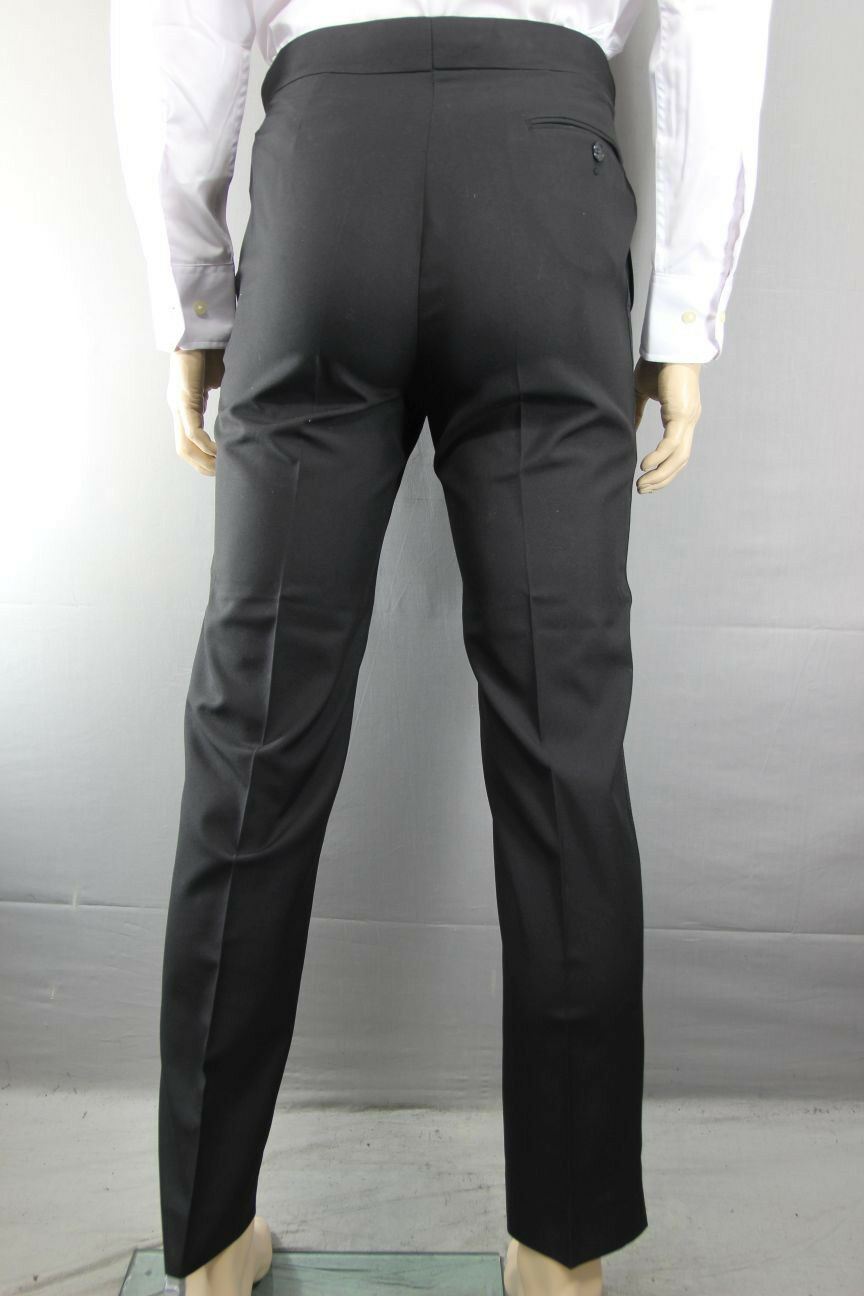 BRAND NEW BLACK FORMALWEAR SATIN STRIPE DINNER SUIT TROUSERS: WAIST 30 - 50 INCH