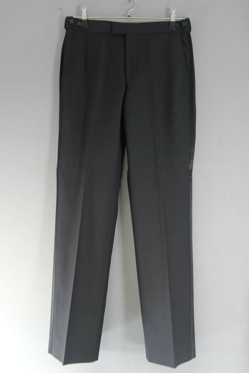 BRAND NEW BLACK FORMALWEAR SATIN STRIPE DINNER SUIT TROUSERS: WAIST 30 - 50 INCH