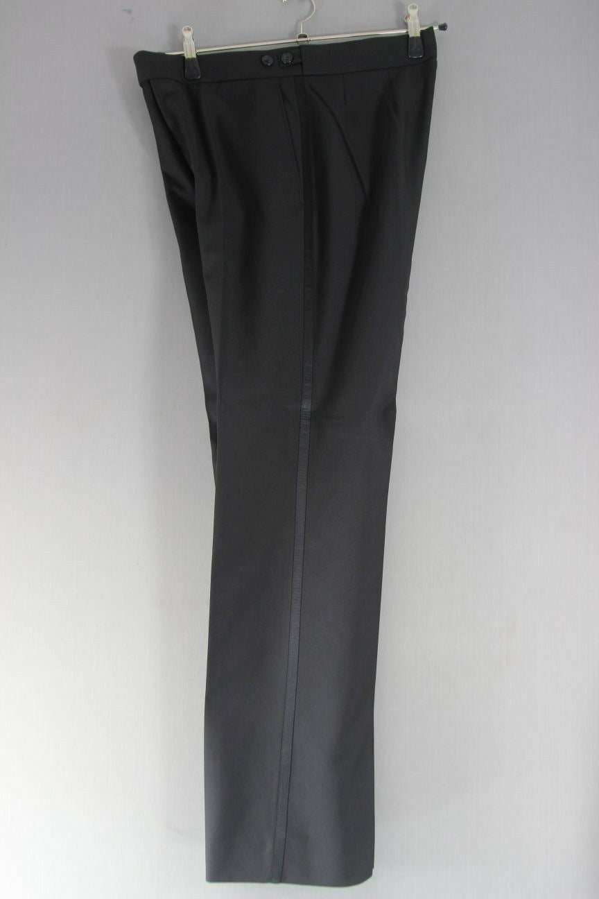 BRAND NEW BLACK FORMALWEAR SATIN STRIPE DINNER SUIT TROUSERS: WAIST 30 - 50 INCH