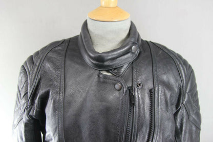 CLASSIC SKINTAN BLACK COWHIDE LEATHER BIKER JACKET 38 INCH/MEDIUM