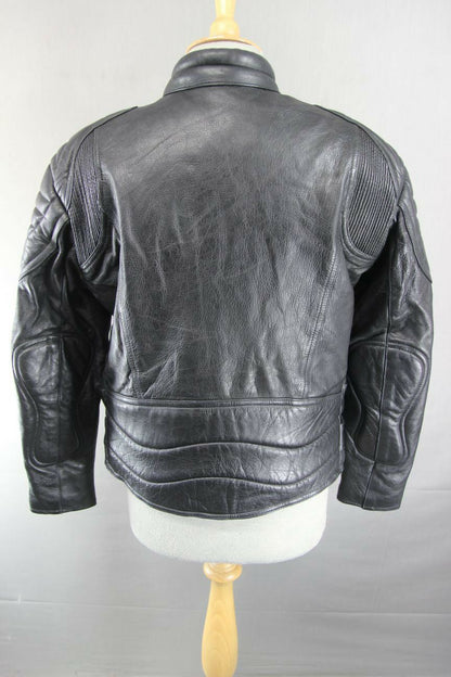 CLASSIC SKINTAN BLACK COWHIDE LEATHER BIKER JACKET 38 INCH/MEDIUM