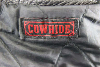 CLASSIC SKINTAN BLACK COWHIDE LEATHER BIKER JACKET 38 INCH/MEDIUM