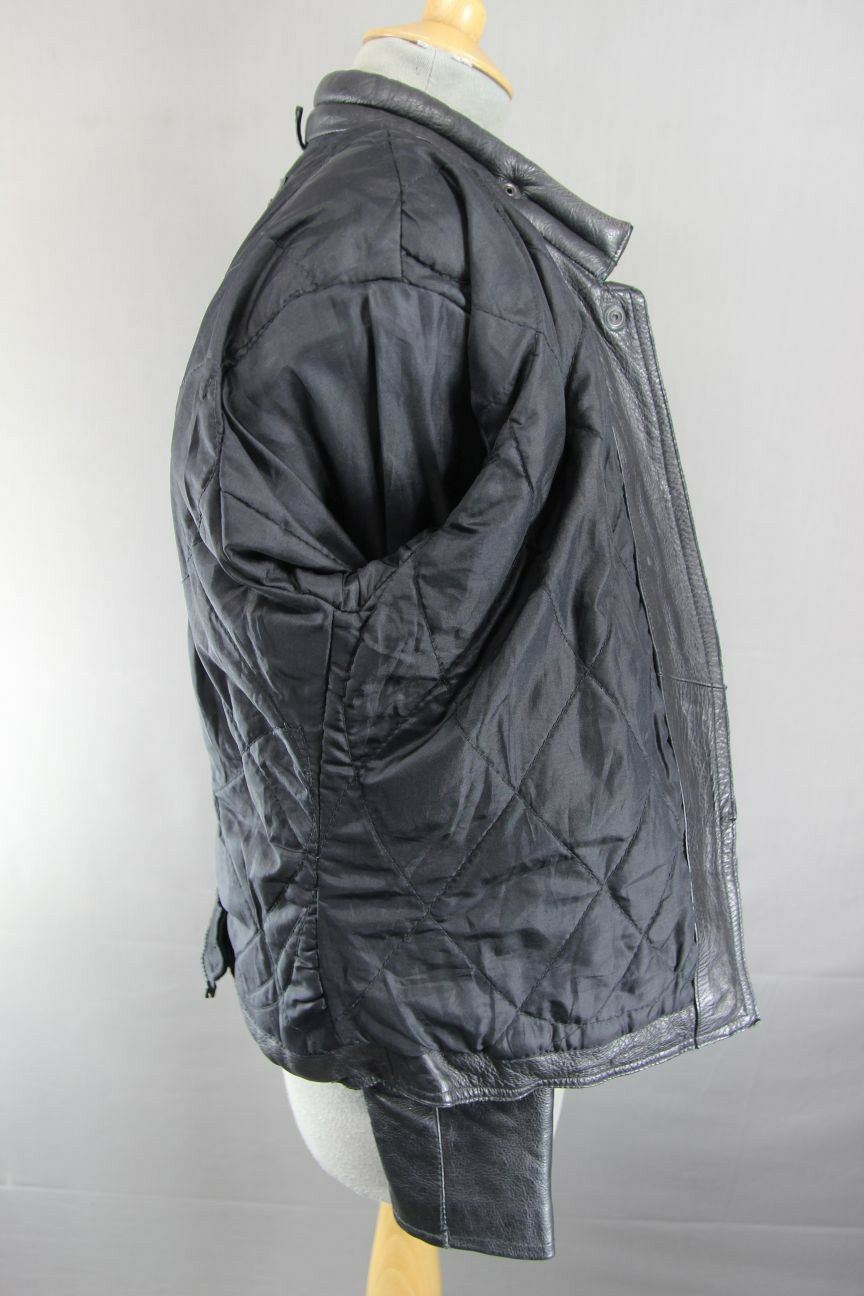 CLASSIC SKINTAN BLACK COWHIDE LEATHER BIKER JACKET 38 INCH/MEDIUM