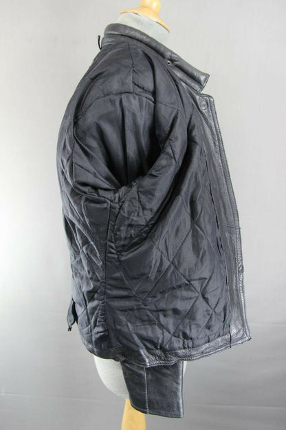 CLASSIC SKINTAN BLACK COWHIDE LEATHER BIKER JACKET 38 INCH/MEDIUM