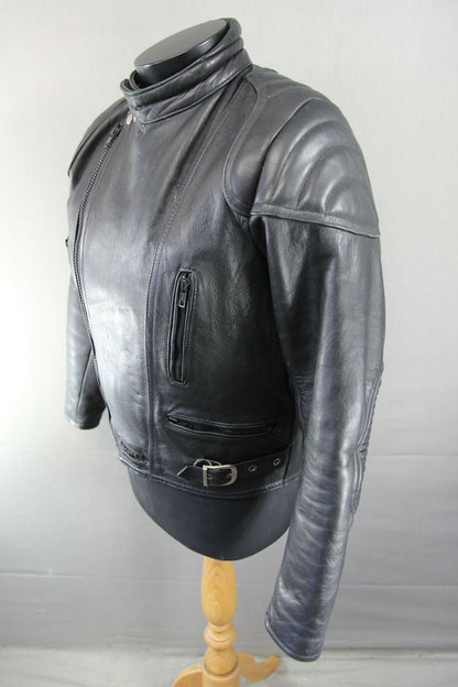 BLACK LEATHER CLASSIC SPORTEX A5 BIKER JACKET 40 INCH