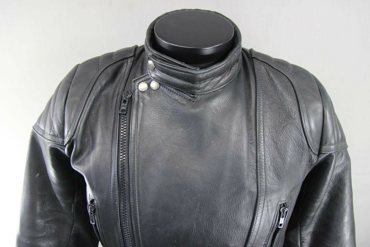 BLACK LEATHER CLASSIC SPORTEX A5 BIKER JACKET 40 INCH