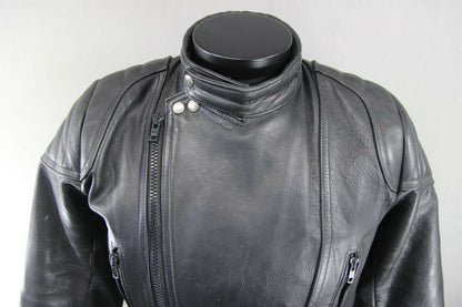 BLACK LEATHER CLASSIC SPORTEX A5 BIKER JACKET 40 INCH