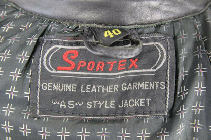 BLACK LEATHER CLASSIC SPORTEX A5 BIKER JACKET 40 INCH