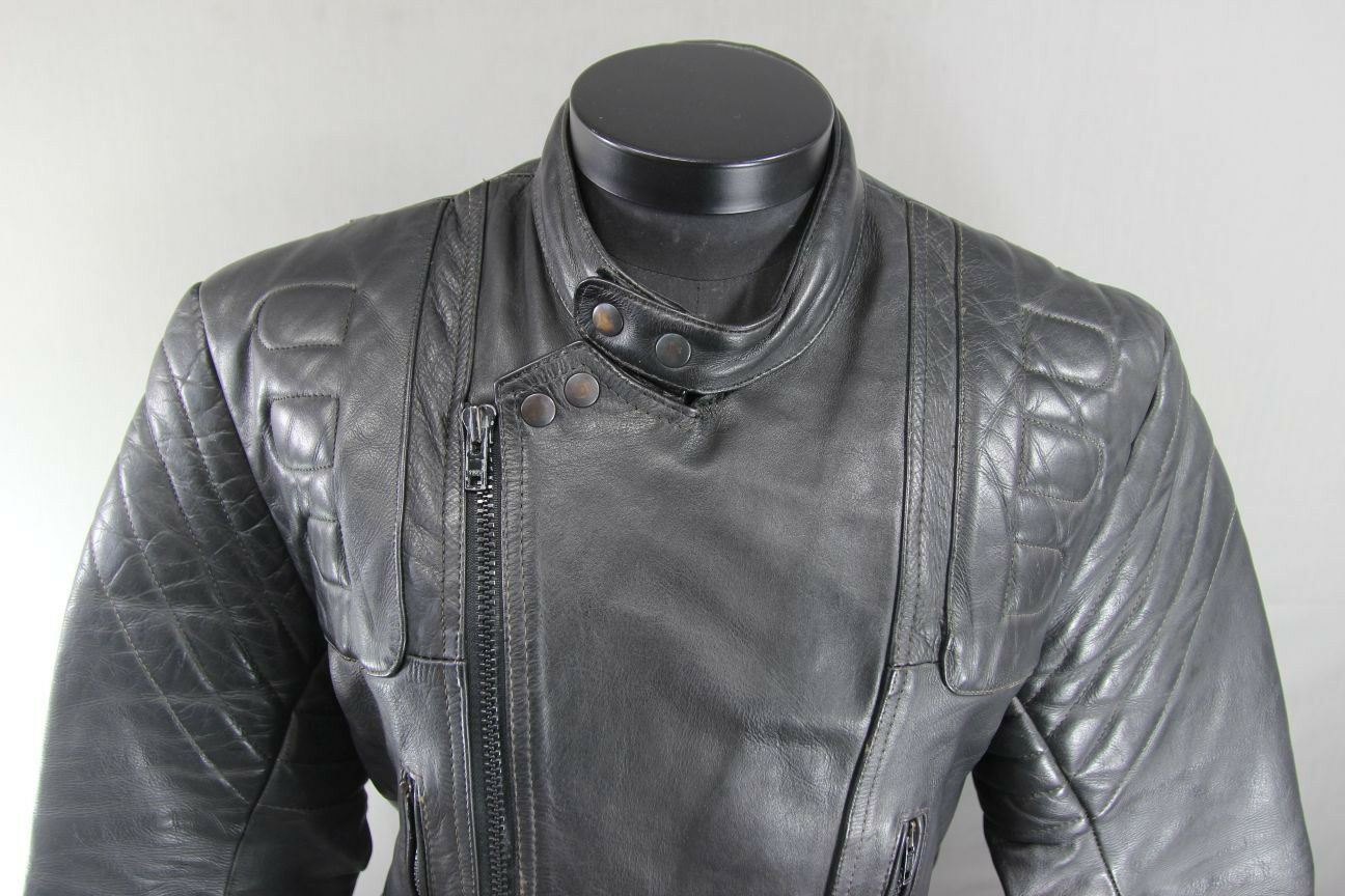 CLASSIC LAMBA BLACK LEATHER BIKER JACKET 36 INCH