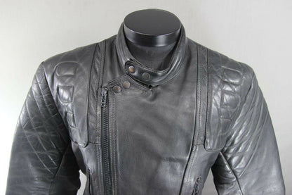 CLASSIC LAMBA BLACK LEATHER BIKER JACKET 36 INCH