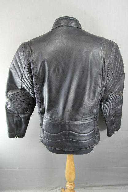 CLASSIC LAMBA BLACK LEATHER BIKER JACKET 36 INCH