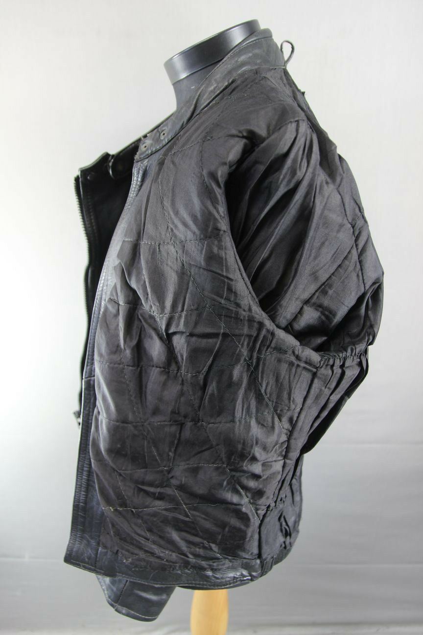 CLASSIC LAMBA BLACK LEATHER BIKER JACKET 36 INCH