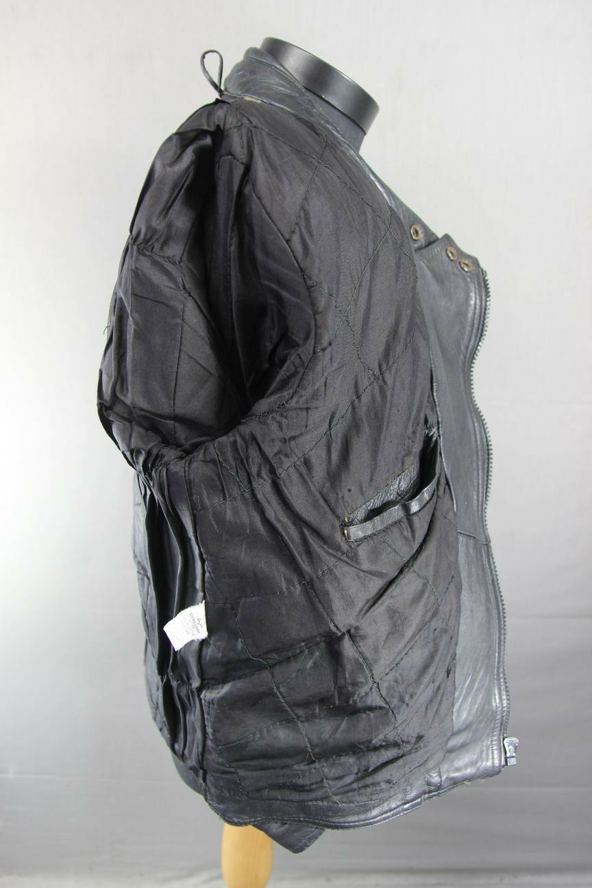 CLASSIC LAMBA BLACK LEATHER BIKER JACKET 36 INCH