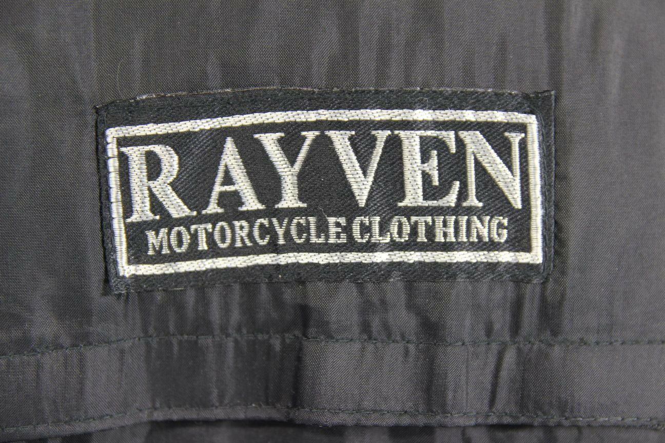 CLASSIC RAYVEN BLACK, BLUE, SILVER & WHITE LEATHER BIKER JACKET 38 INCH