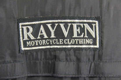 CLASSIC RAYVEN BLACK, BLUE, SILVER & WHITE LEATHER BIKER JACKET 38 INCH