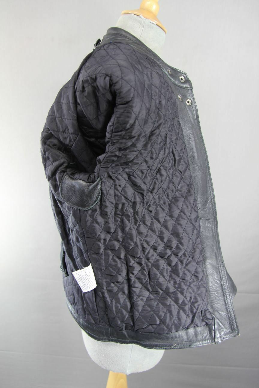 CLASSIC EURO STYLE BLACK LEATHER BIKER JACKET SIZE 12
