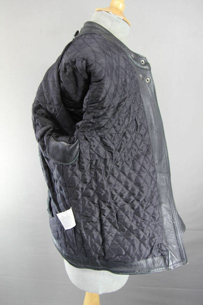 CLASSIC EURO STYLE BLACK LEATHER BIKER JACKET SIZE 12