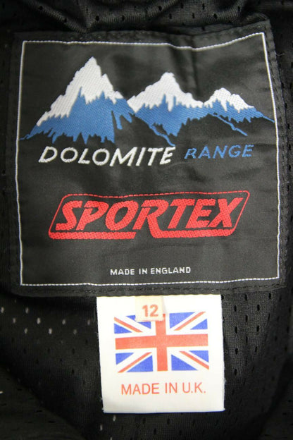 SPORTEX DOLOMITE BLACK LEATHER BIKER TROUSERS - SIZE 12:WAIST 26"/INSIDE LEG 27"