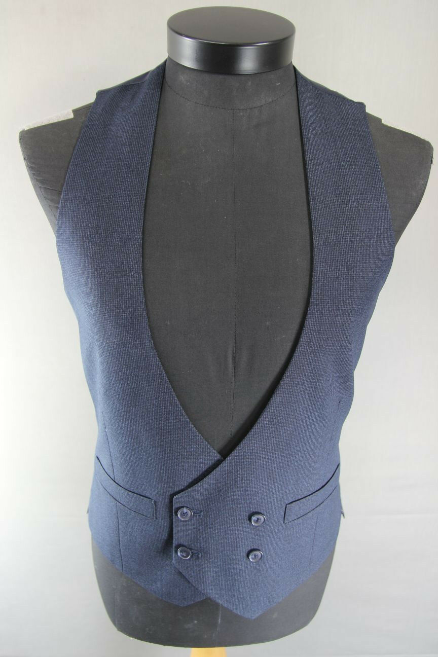 BRAND NEW GARETH SOUTHGATE ENGLAND STYLE BLUE DOUBLE-BREASTED WAISTCOAT 38-44 IN