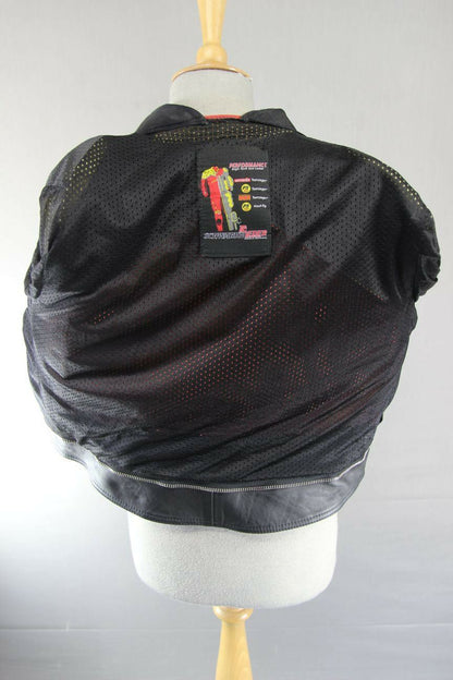 SCHWABENLEDER BLACK, RED & WHITE LEATHER WOMEN'S/GIRL'S BIKER JACKET 32 INCH