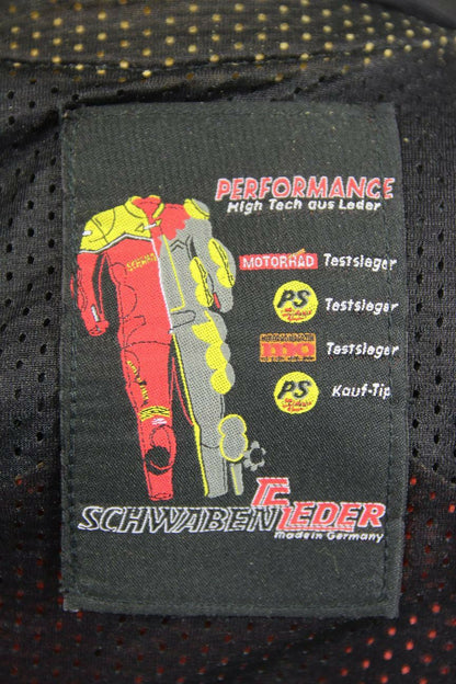 SCHWABENLEDER BLACK, RED & WHITE LEATHER WOMEN'S/GIRL'S BIKER JACKET 32 INCH
