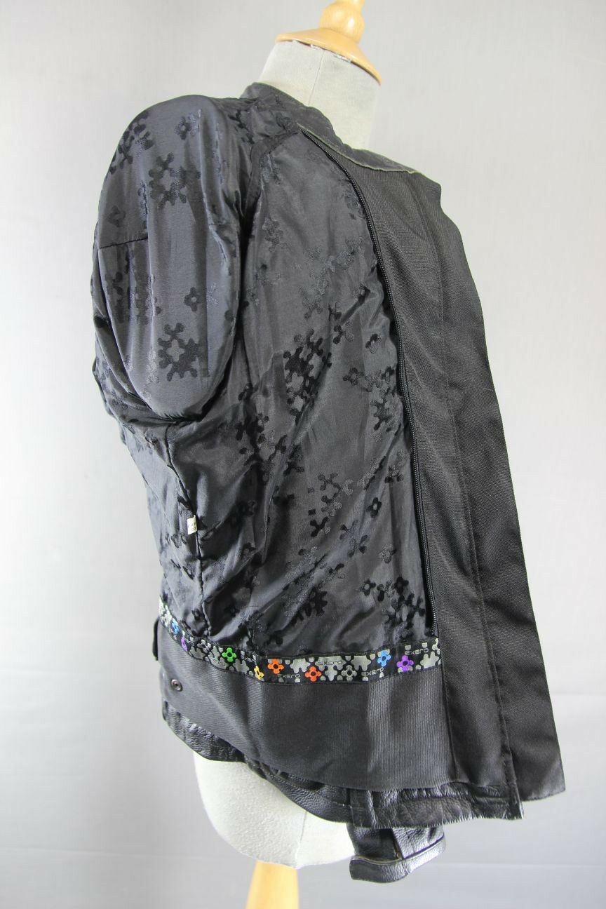 EXERO BLACK LEATHER BIKER JACKET WITH SHOULDER & ELBOW CE PROTECTORS: SIZE 10
