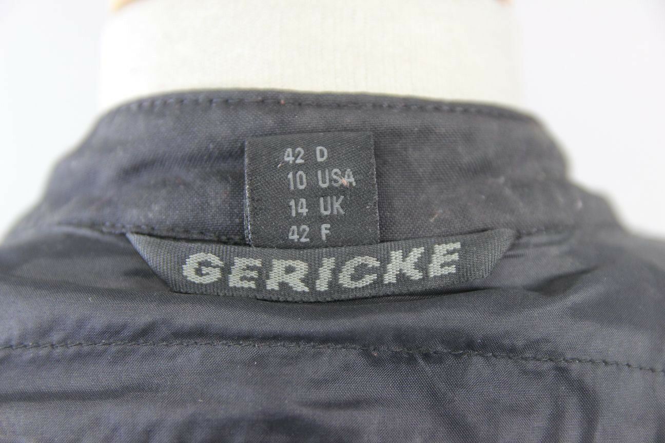 HEIN GERICKE BLACK LEATHER BIKER JACKET  WITH CE HIPROTEC PROTECTORS: SIZE 14