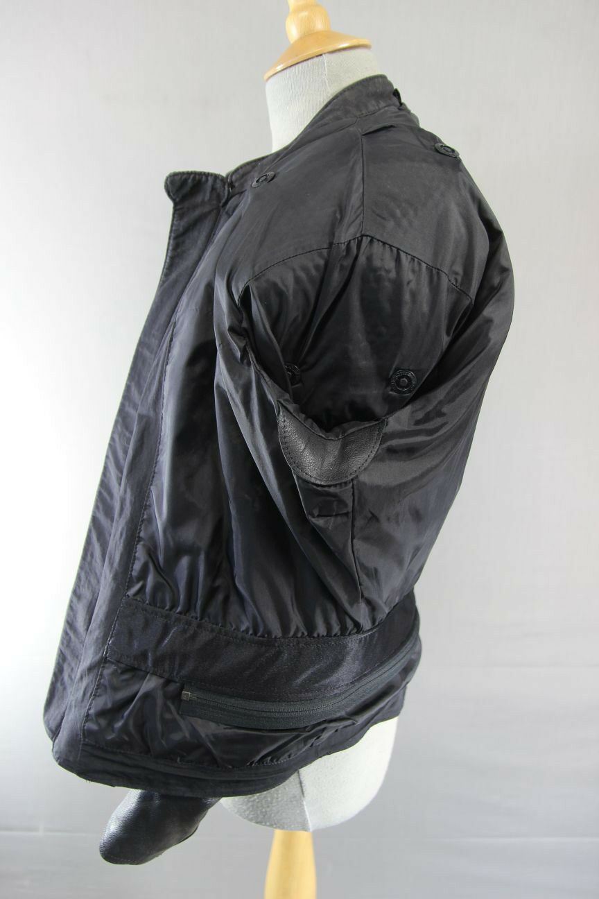 HEIN GERICKE BLACK LEATHER BIKER JACKET  WITH CE HIPROTEC PROTECTORS: SIZE 14