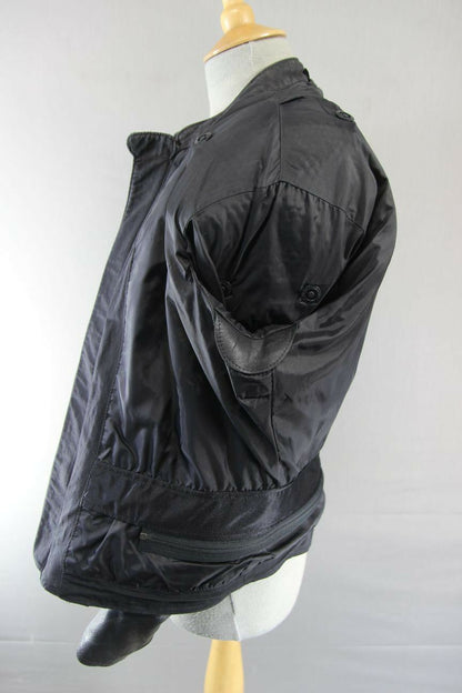 HEIN GERICKE BLACK LEATHER BIKER JACKET  WITH CE HIPROTEC PROTECTORS: SIZE 14