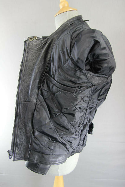 CLASSIC BLACK J&S LEATHERS BIKER JACKET SIZE 12