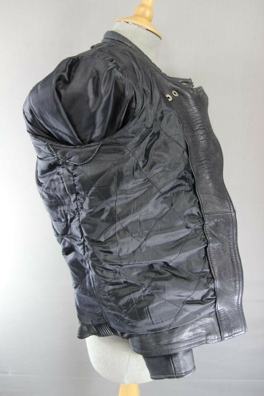 CLASSIC BLACK J&S LEATHERS BIKER JACKET SIZE 12