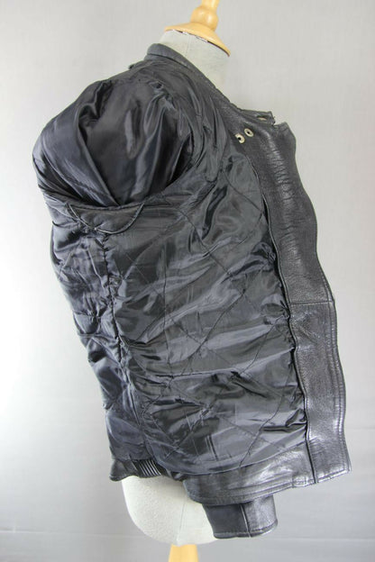 CLASSIC BLACK J&S LEATHERS BIKER JACKET SIZE 12