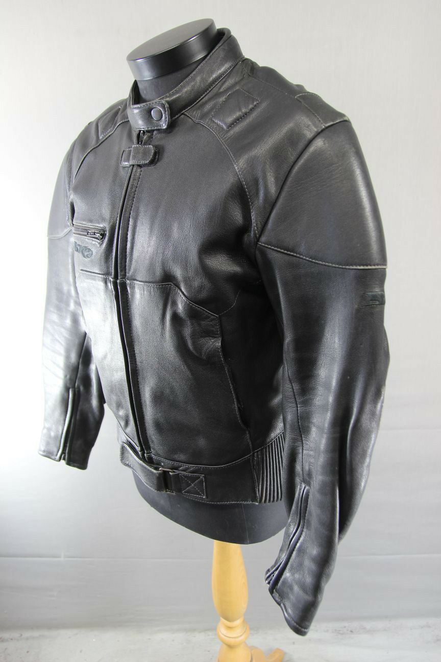 CLASSIC BIKO BLACK LEATHER BIKER JACKET: SIZE 14