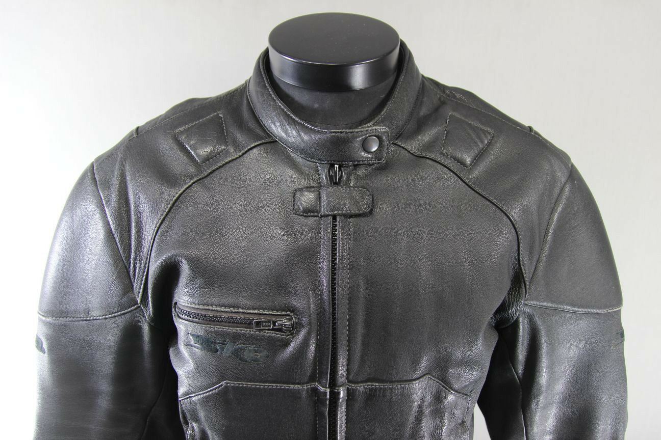 CLASSIC BIKO BLACK LEATHER BIKER JACKET: SIZE 14