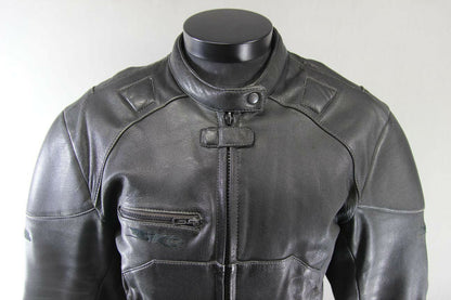 CLASSIC BIKO BLACK LEATHER BIKER JACKET: SIZE 14