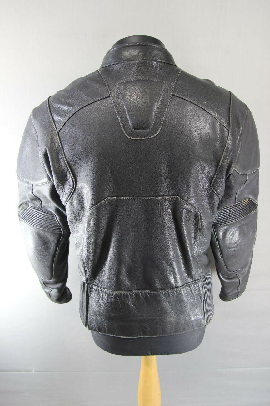 CLASSIC BIKO BLACK LEATHER BIKER JACKET: SIZE 14
