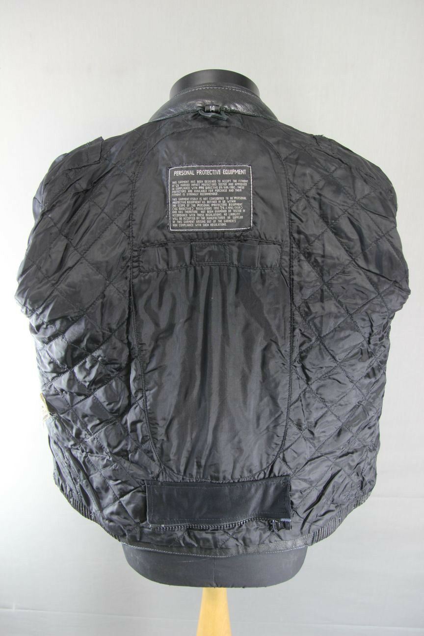 CLASSIC BIKO BLACK LEATHER BIKER JACKET: SIZE 14