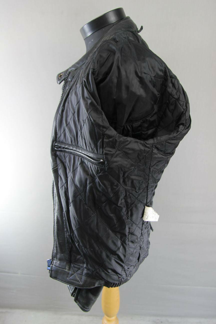 CLASSIC BIKO BLACK LEATHER BIKER JACKET: SIZE 14