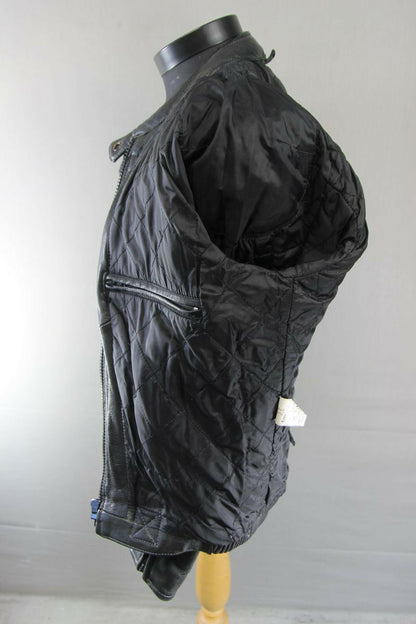 CLASSIC BIKO BLACK LEATHER BIKER JACKET: SIZE 14