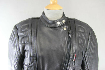 CLASSIC BRITISH DESIGNED & STYLED RHINO COWHIDE LEATHER BIKER JACKET: SIZE 12