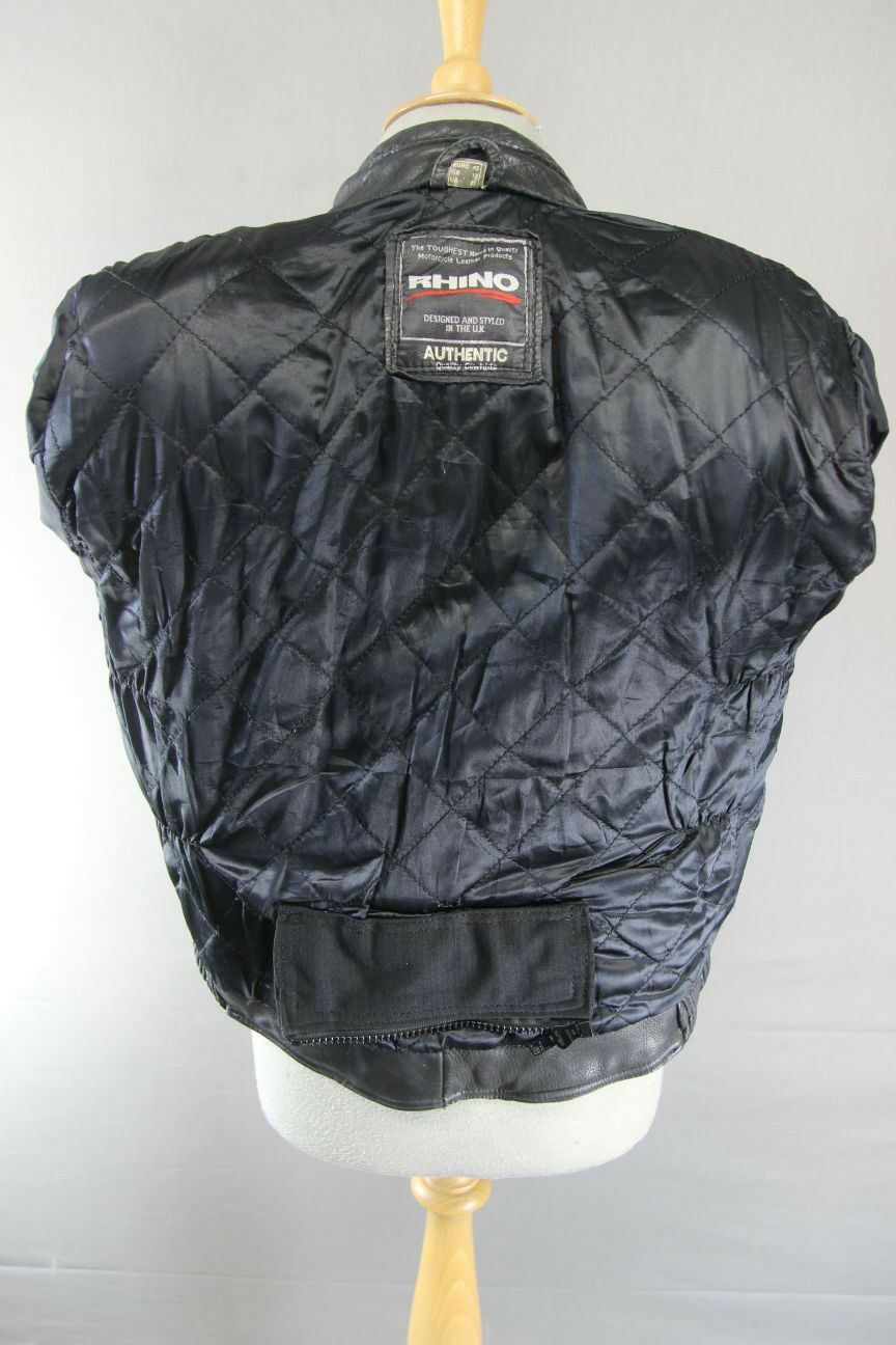 CLASSIC BRITISH DESIGNED & STYLED RHINO COWHIDE LEATHER BIKER JACKET: SIZE 12