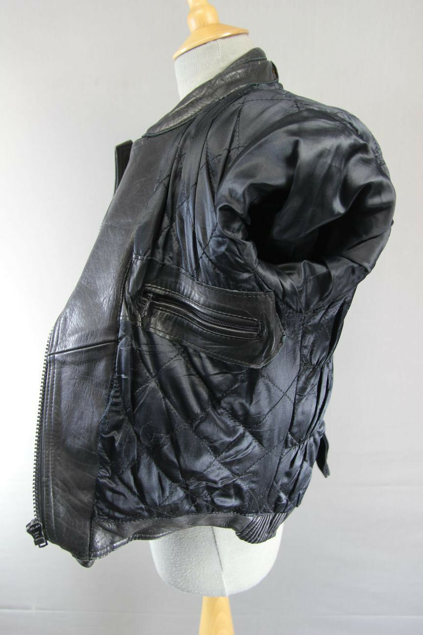 CLASSIC BRITISH DESIGNED & STYLED RHINO COWHIDE LEATHER BIKER JACKET: SIZE 12