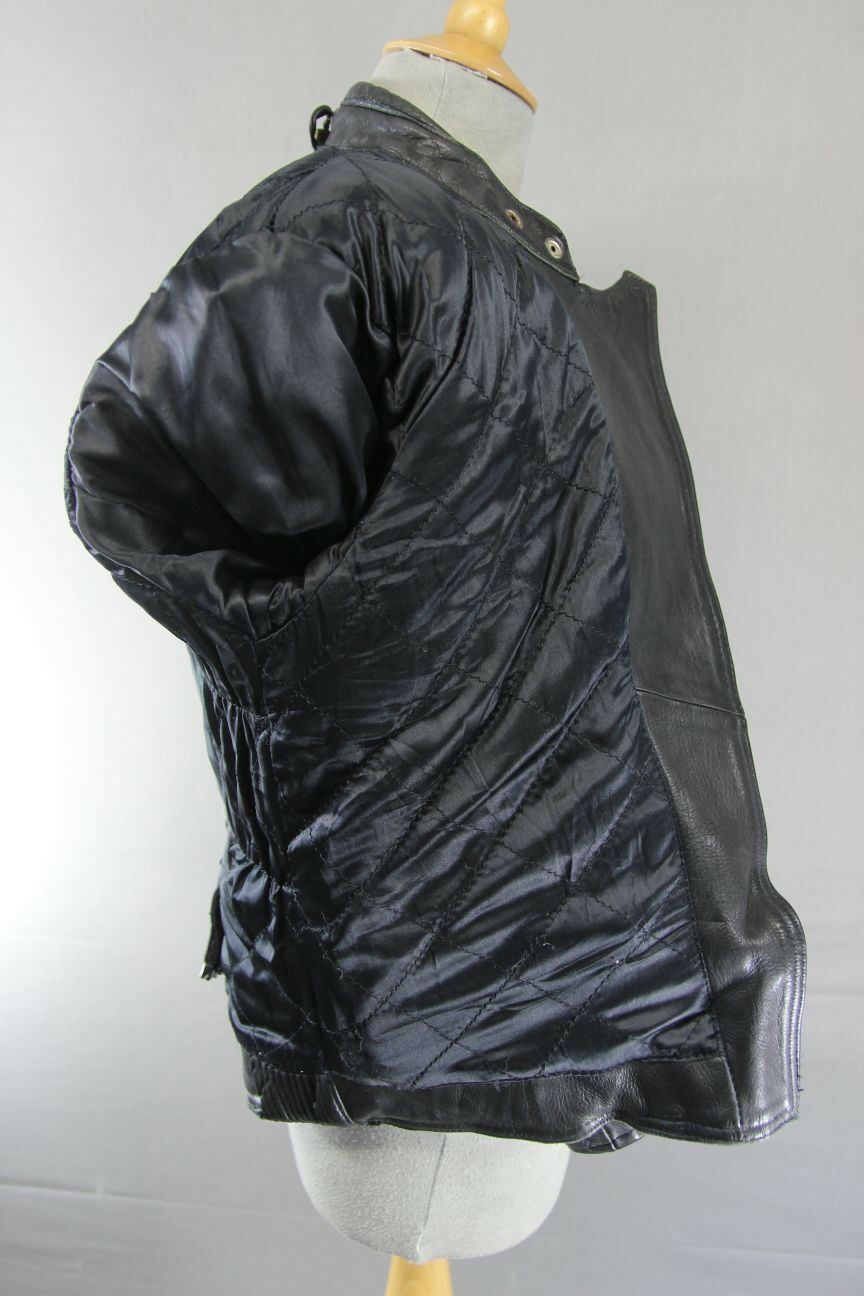 CLASSIC BRITISH DESIGNED & STYLED RHINO COWHIDE LEATHER BIKER JACKET: SIZE 12