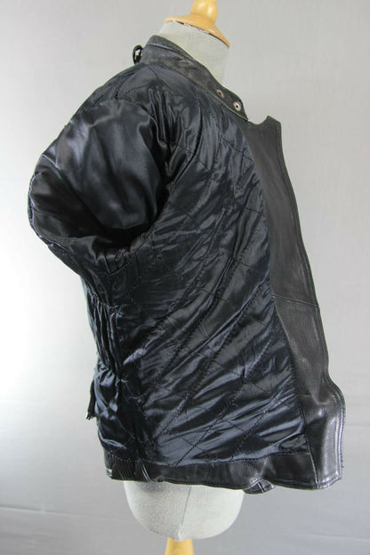 CLASSIC BRITISH DESIGNED & STYLED RHINO COWHIDE LEATHER BIKER JACKET: SIZE 12