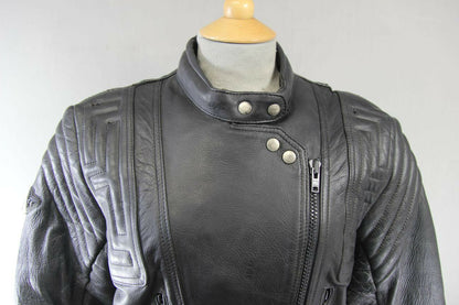 AKITO T-FORCE CLASSIC BLACK LEATHER BIKER JACKET SIZE 14