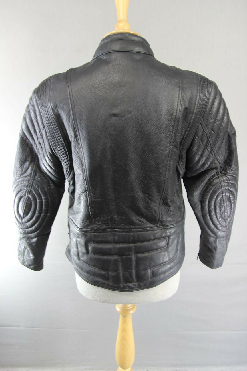 AKITO T-FORCE CLASSIC BLACK LEATHER BIKER JACKET SIZE 14