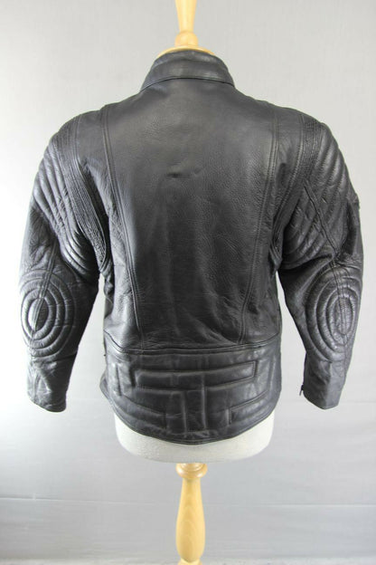 AKITO T-FORCE CLASSIC BLACK LEATHER BIKER JACKET SIZE 14
