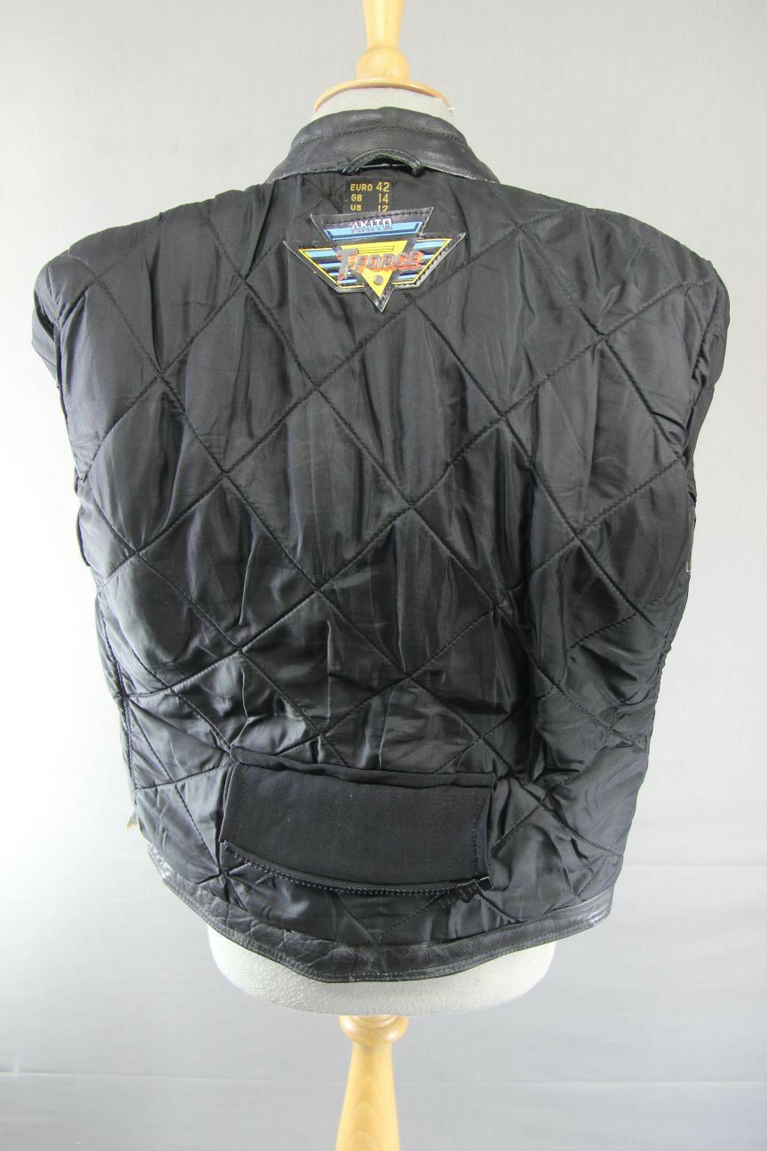 AKITO T-FORCE CLASSIC BLACK LEATHER BIKER JACKET SIZE 14